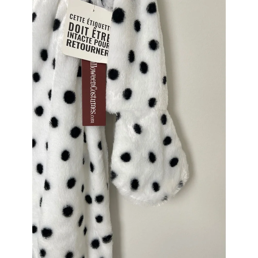 Halloween Costumes Kids Dalmatian Dog Plush Jumpsuit XS (4) White Black Spotted